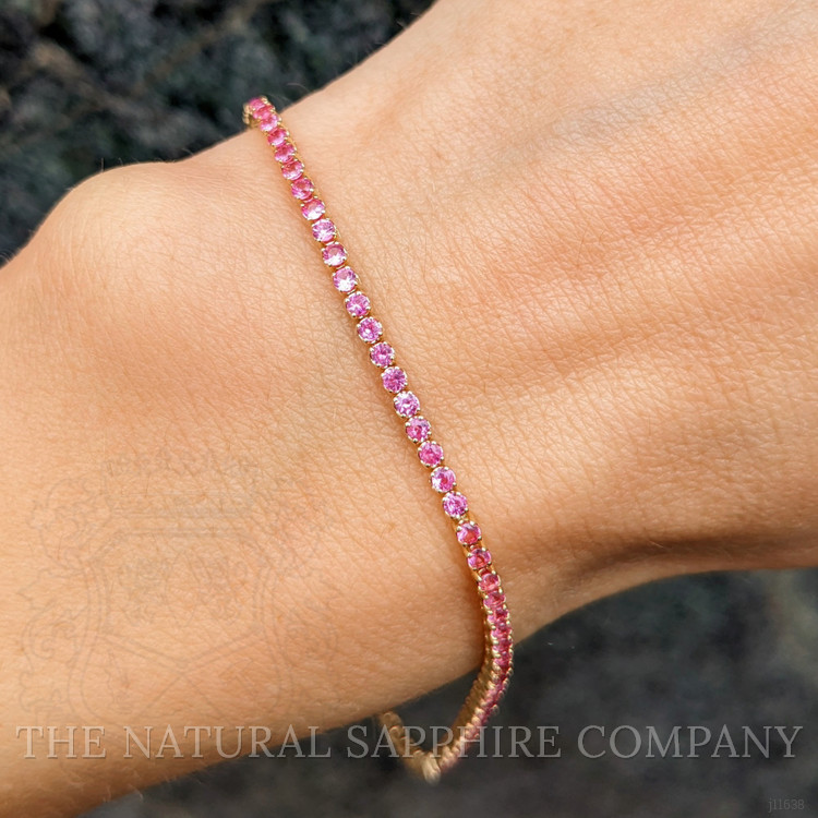 1.97 Ct.Tw. Pink Sapphire Tennis/Line Bracelet, 14K Yellow Gold