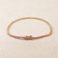 1.97&nbsp;Ct.Tw.Total Carat Weight Pink Sapphire Tennis/Line Bracelet, 14K Yellow Gold Image