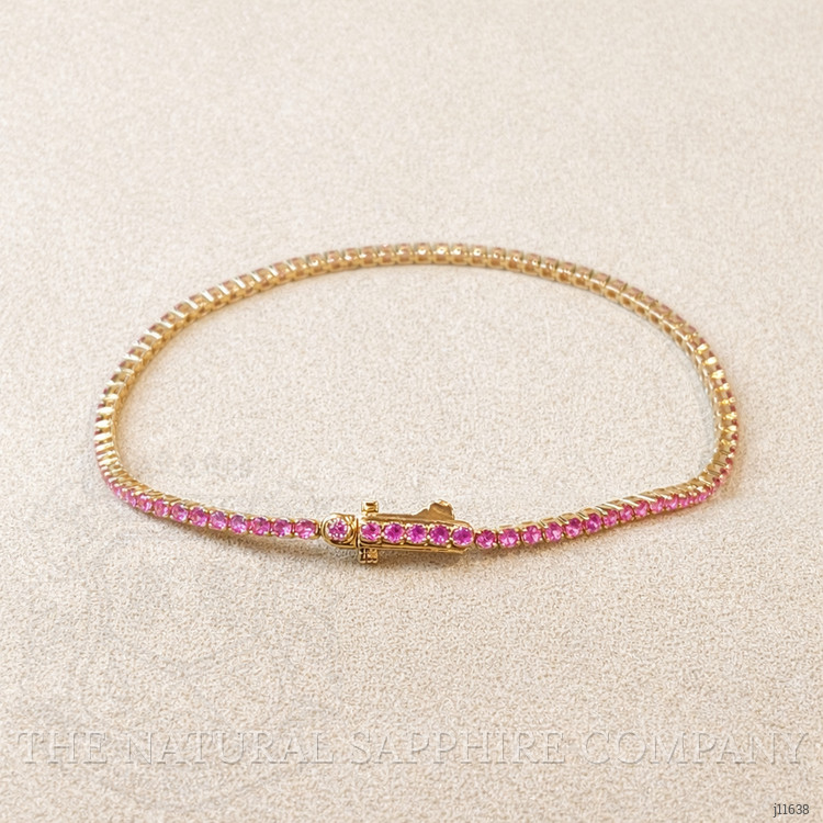 1.97 Ct.Tw. Pink Sapphire Tennis/Line Bracelet, 14K Yellow Gold