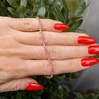 1.97&nbsp;Ct.Tw.Total Carat Weight Pink Sapphire Tennis/Line Bracelet, 14K Yellow Gold Life Style