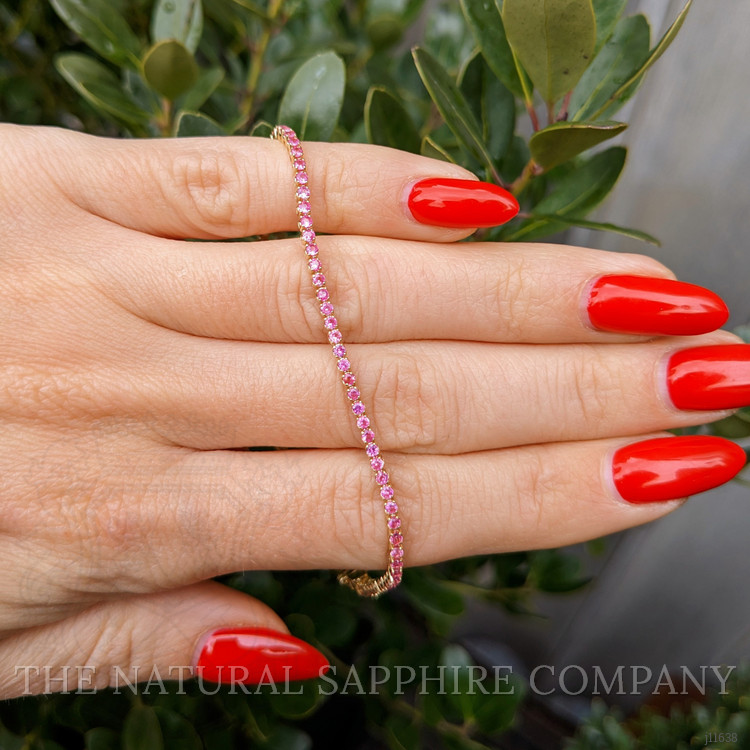 1.97 Ct.Tw. Pink Sapphire Tennis/Line Bracelet, 14K Yellow Gold