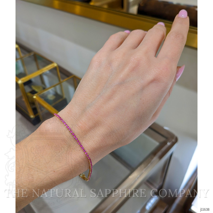 1.97 Ct.Tw. Pink Sapphire Tennis/Line Bracelet, 14K Yellow Gold