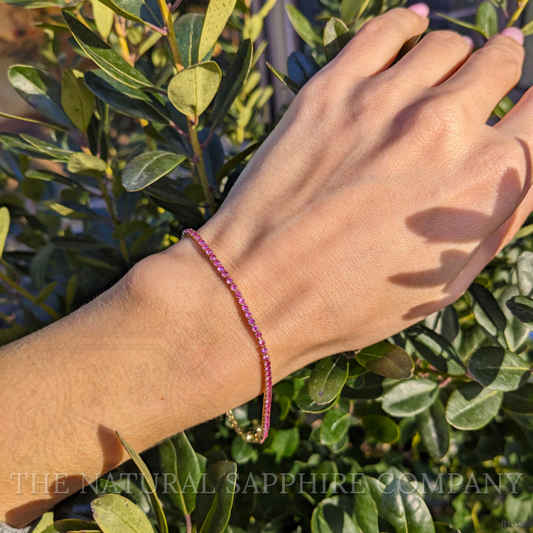 1.97 Ct.Tw. Pink Sapphire Tennis/Line Bracelet, 14K Yellow Gold