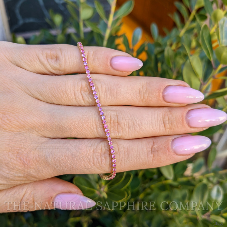 1.97 Ct.Tw. Pink Sapphire Tennis/Line Bracelet, 14K Yellow Gold