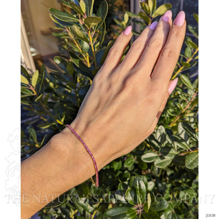 1.97 Ct.Tw. Pink Sapphire Tennis/Line Bracelet, 14K Yellow Gold