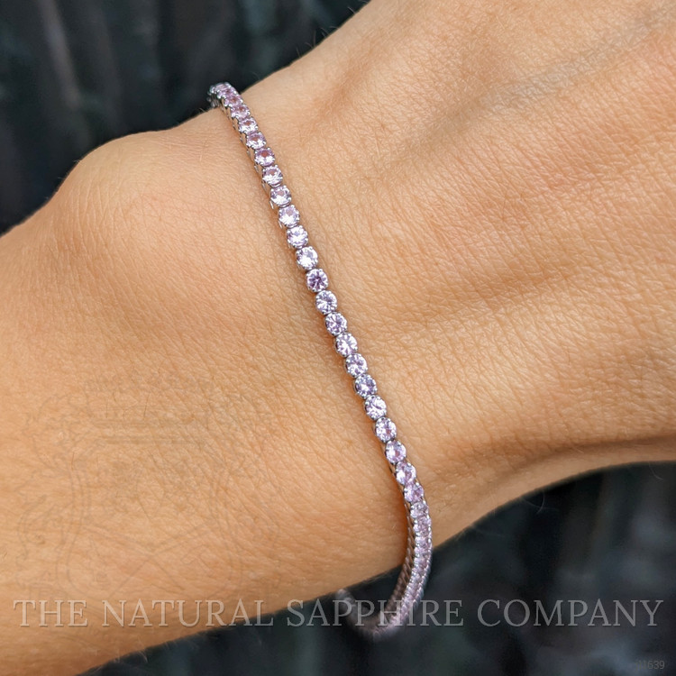 1.94 Ct.Tw. Pink Sapphire Tennis/Line Bracelet, 14K White Gold