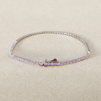1.94&nbsp;Ct.Tw.Total Carat Weight Pink Sapphire Tennis/Line Bracelet, 14K White Gold Image