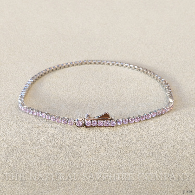 1.94 Ct.Tw. Pink Sapphire Tennis/Line Bracelet, 14K White Gold