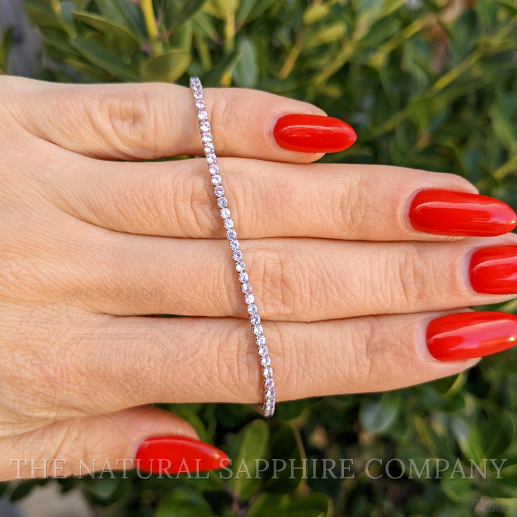 1.94 Ct.Tw. Pink Sapphire Tennis/Line Bracelet, 14K White Gold