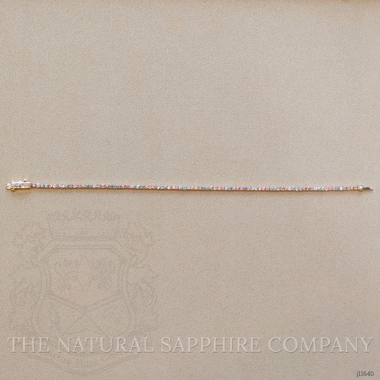 0.94 Ct.Tw. Pink Sapphire and Natural Diamond Tennis/Line Bracelet, 14K Yellow Gold