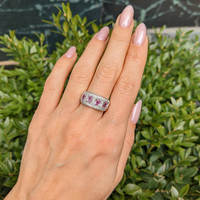 1.12 Ct. Pink Sapphire and Natural Diamond Pave Ring, 14K White Gold Life Style