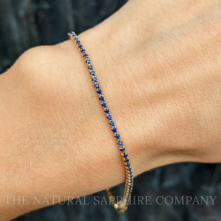 1.56 Ct.Tw. Blue Sapphire Tennis/Line Bracelet, 14K Yellow Gold