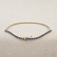 1.56&nbsp;Ct.Tw.Total Carat Weight Blue Sapphire Tennis/Line Bracelet, 14K Yellow Gold Image