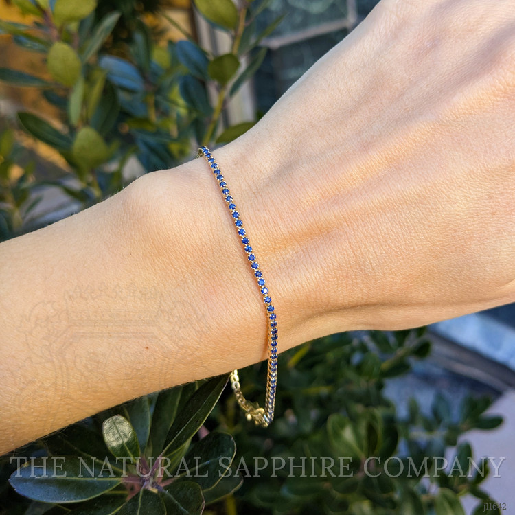 1.56 Ct.Tw. Blue Sapphire Tennis/Line Bracelet, 14K Yellow Gold