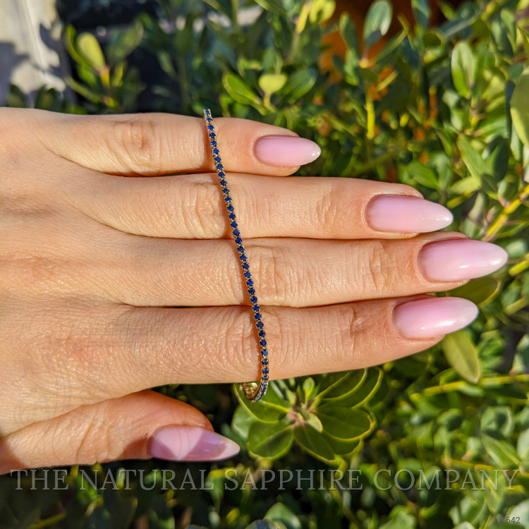 1.56 Ct.Tw. Blue Sapphire Tennis/Line Bracelet, 14K Yellow Gold