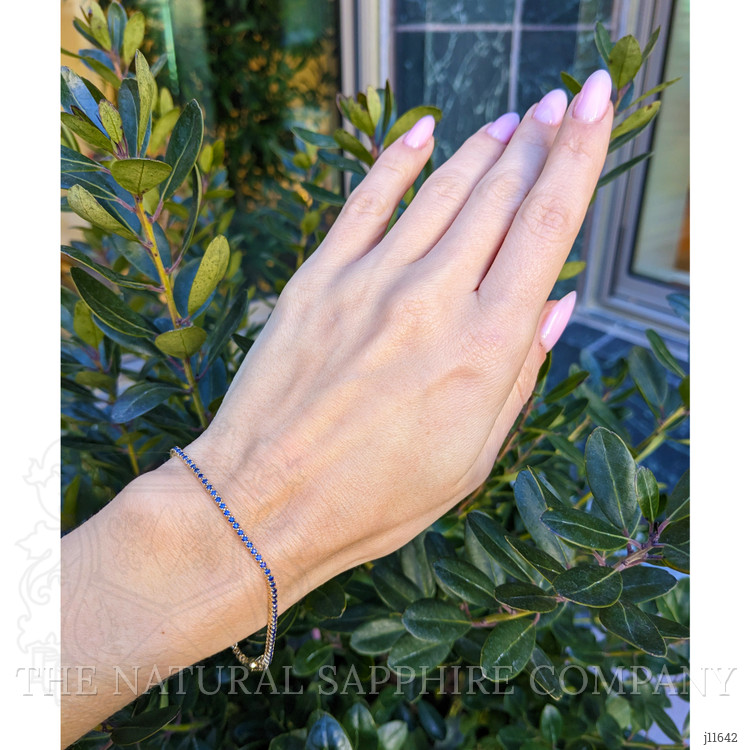 1.56 Ct.Tw. Blue Sapphire Tennis/Line Bracelet, 14K Yellow Gold