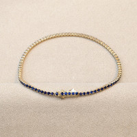 2.22&nbsp;Ct.Tw.Total Carat Weight Blue Sapphire Tennis/Line Bracelet, 14K Yellow Gold Image