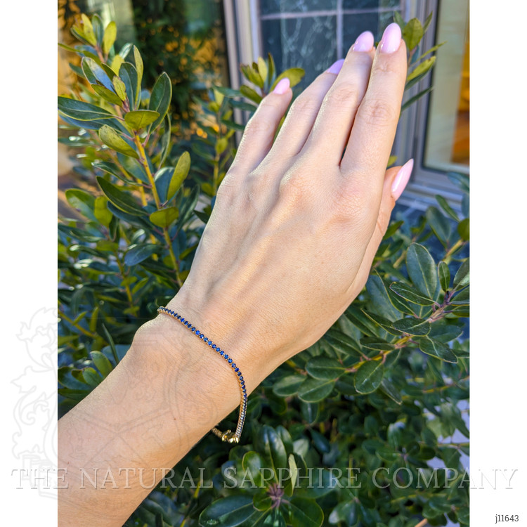2.22 Ct.Tw. Blue Sapphire Tennis/Line Bracelet, 14K Yellow Gold