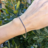 2.22&nbsp;Ct.Tw.Total Carat Weight Blue Sapphire Tennis/Line Bracelet, 14K Yellow Gold Life Style