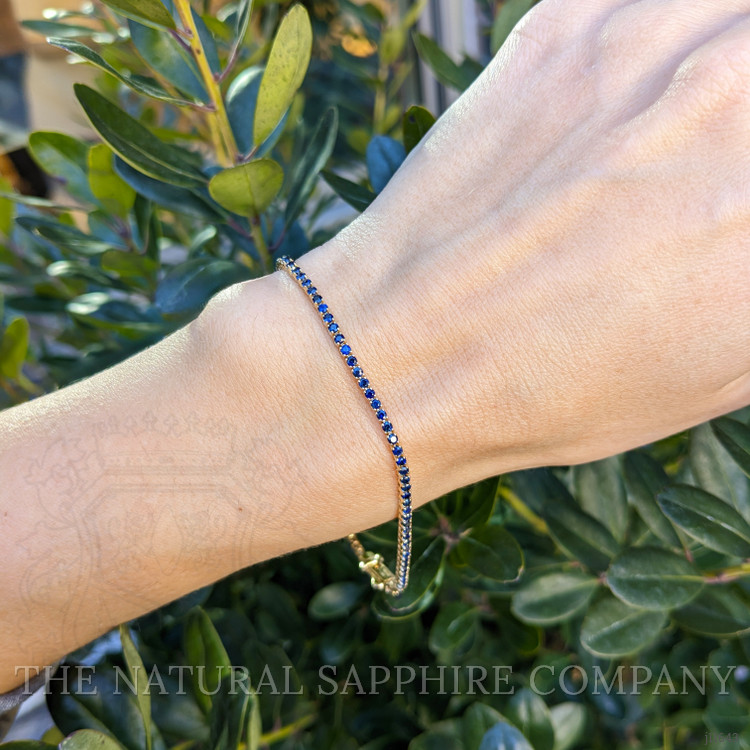 2.22 Ct.Tw. Blue Sapphire Tennis/Line Bracelet, 14K Yellow Gold