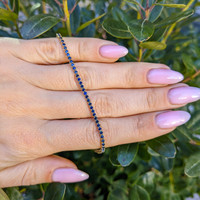 2.22&nbsp;Ct.Tw.Total Carat Weight Blue Sapphire Tennis/Line Bracelet, 14K Yellow Gold Life Style