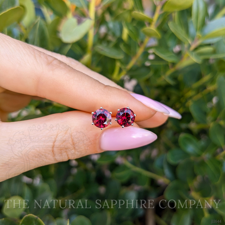 2.61 Ct.Tw. Red Garnet Studs Earrings, 14K White Gold