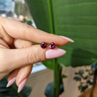 2.61&nbsp;Ct.Tw.Total Carat Weight Red Garnet Studs Earrings, 14K White Gold Life Style