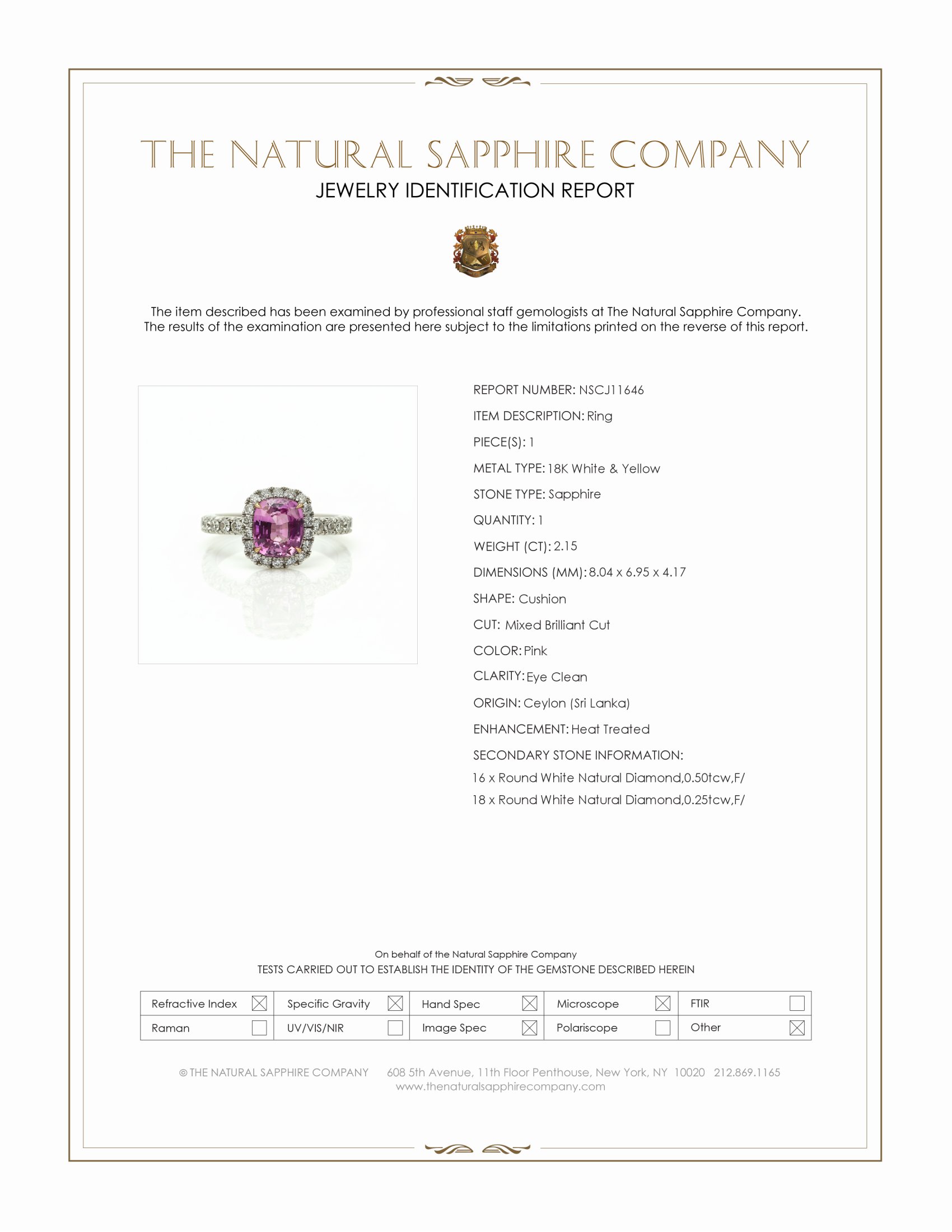2.15 Ct. Pink Sapphire and Natural Diamond Pave Ring, 18K White & Yellow