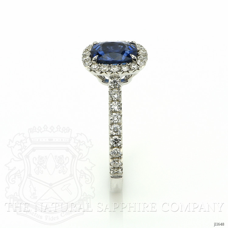 1.59 Ct. Blue Sapphire and Natural Diamond Pave Ring, 18K White Gold