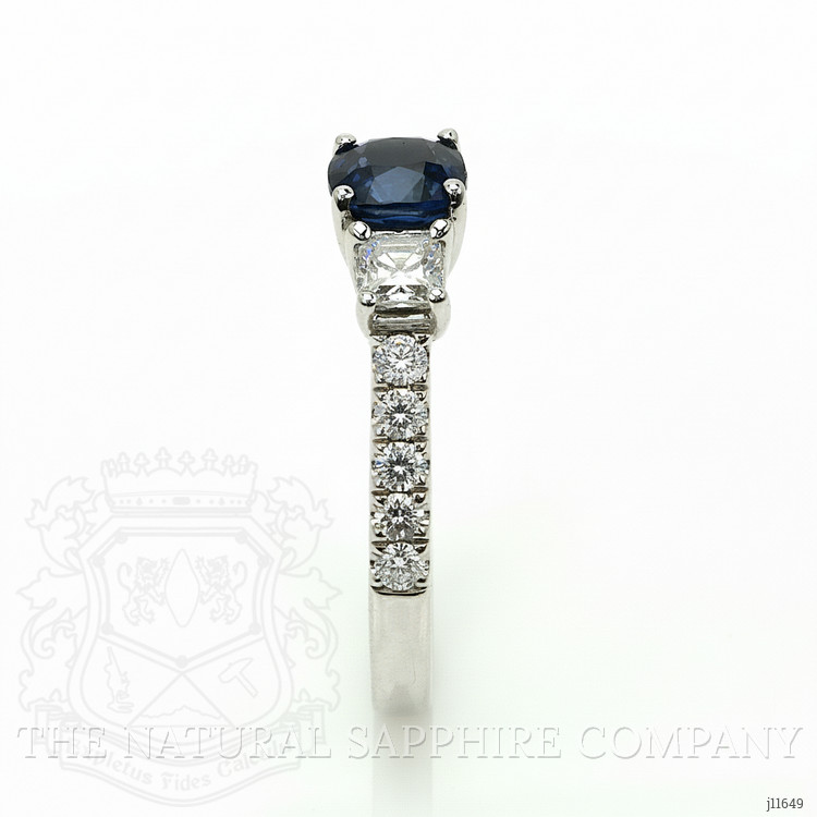 1.22 Ct. Blue Sapphire and Natural Diamond Pave Ring, 18K White Gold