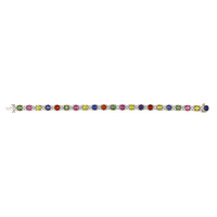 10.26&nbsp;Ct.Tw.Total Carat Weight Multi Color Sapphire and Natural Diamond Tennis/Line Bracelet, 18K White & Yellow Image