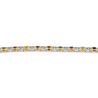 10.26&nbsp;Ct.Tw.Total Carat Weight Multi Color Sapphire and Natural Diamond Tennis/Line Bracelet, 18K White & Yellow Image
