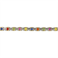 10.26&nbsp;Ct.Tw.Total Carat Weight Multi Color Sapphire and Natural Diamond Tennis/Line Bracelet, 18K White & Yellow Image