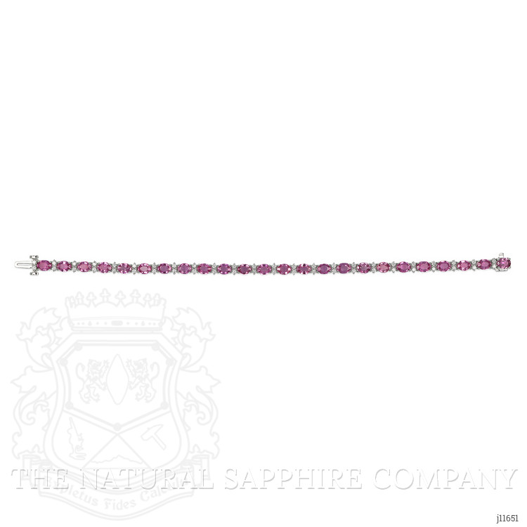 10.06 Ct.Tw. Pink Sapphire and Natural Diamond Tennis/Line Bracelet, 18K White Gold