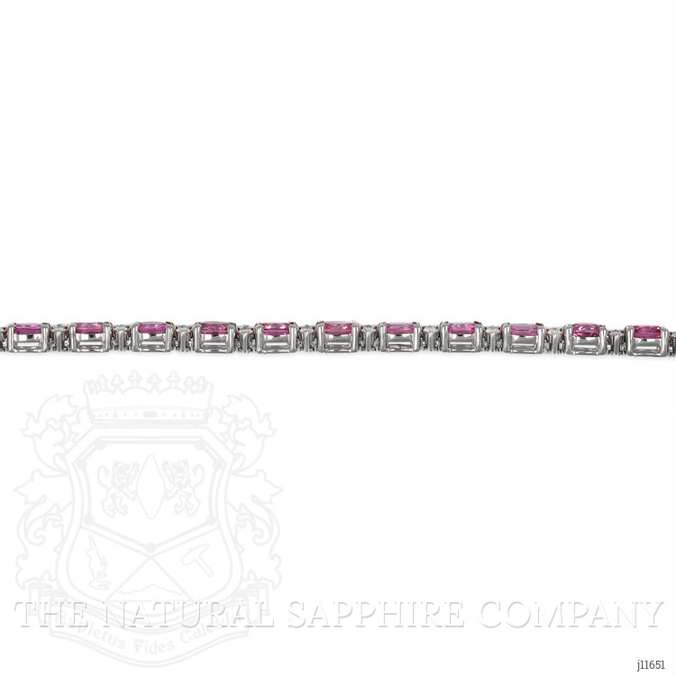 10.06 Ct.Tw. Pink Sapphire and Natural Diamond Tennis/Line Bracelet, 18K White Gold