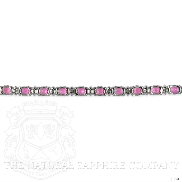 10.06 Ct.Tw. Pink Sapphire and Natural Diamond Tennis/Line Bracelet, 18K White Gold