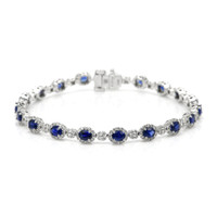 4.04&nbsp;Ct.Tw.Total Carat Weight Blue Sapphire and Natural Diamond Tennis/Line Bracelet, 14K White Gold Video