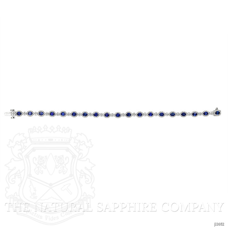 4.04 Ct.Tw. Blue Sapphire and Natural Diamond Tennis/Line Bracelet, 14K White Gold
