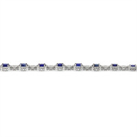 4.04&nbsp;Ct.Tw.Total Carat Weight Blue Sapphire and Natural Diamond Tennis/Line Bracelet, 14K White Gold Image
