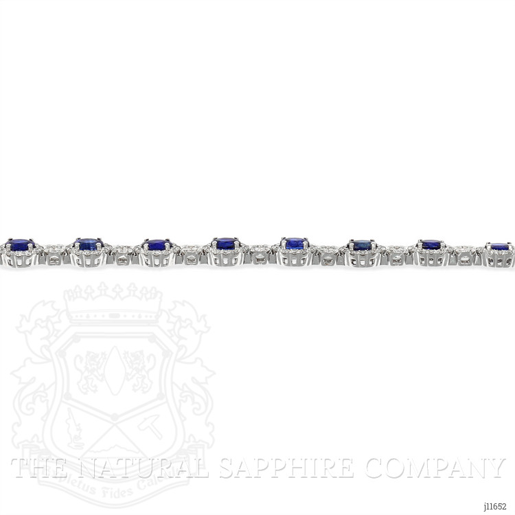 4.04 Ct.Tw. Blue Sapphire and Natural Diamond Tennis/Line Bracelet, 14K White Gold