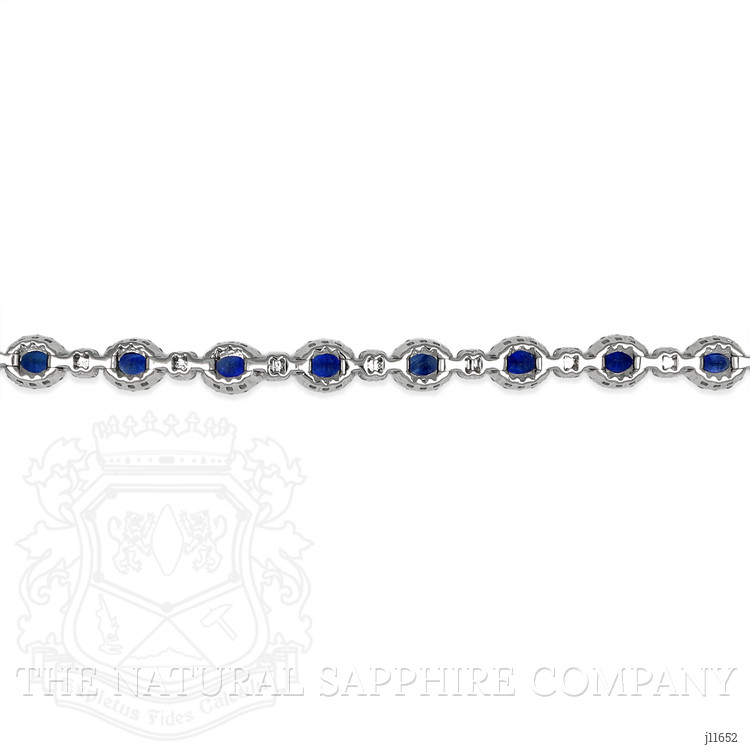 4.04 Ct.Tw. Blue Sapphire and Natural Diamond Tennis/Line Bracelet, 14K White Gold