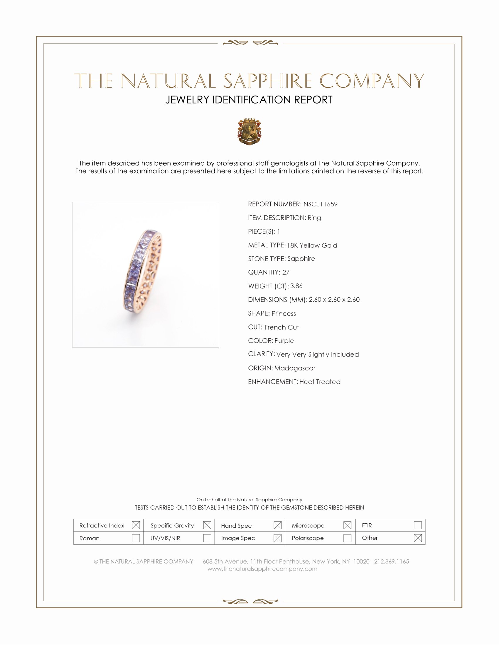 3.86 Ct. Purple Sapphire Accent Stones Ring, 18K Yellow Gold
