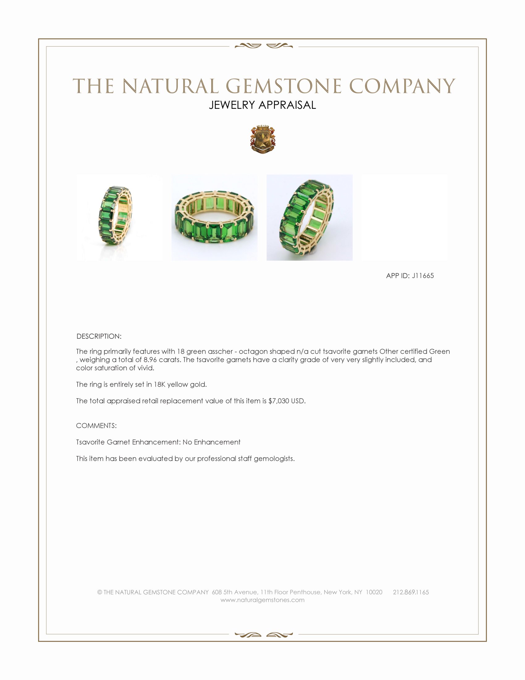 8.96 Ct. Tsavorite Garnet Accent Stones Ring, 18K Yellow Gold