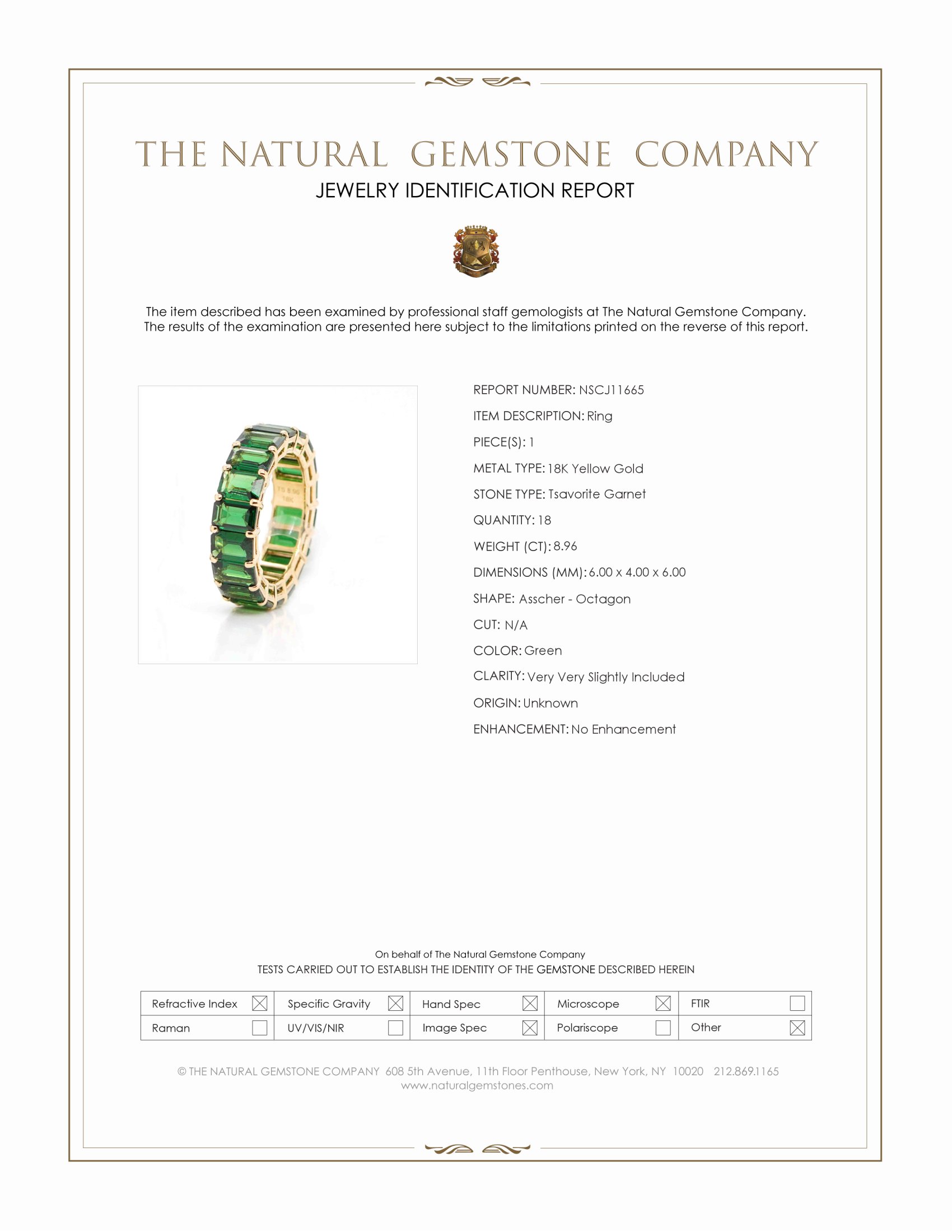 8.96 Ct. Tsavorite Garnet Accent Stones Ring, 18K Yellow Gold