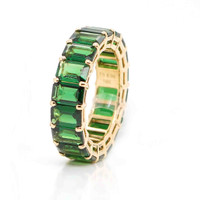 8.96 Ct. Tsavorite Garnet Accent Stones Ring, 18K Yellow Gold Image
