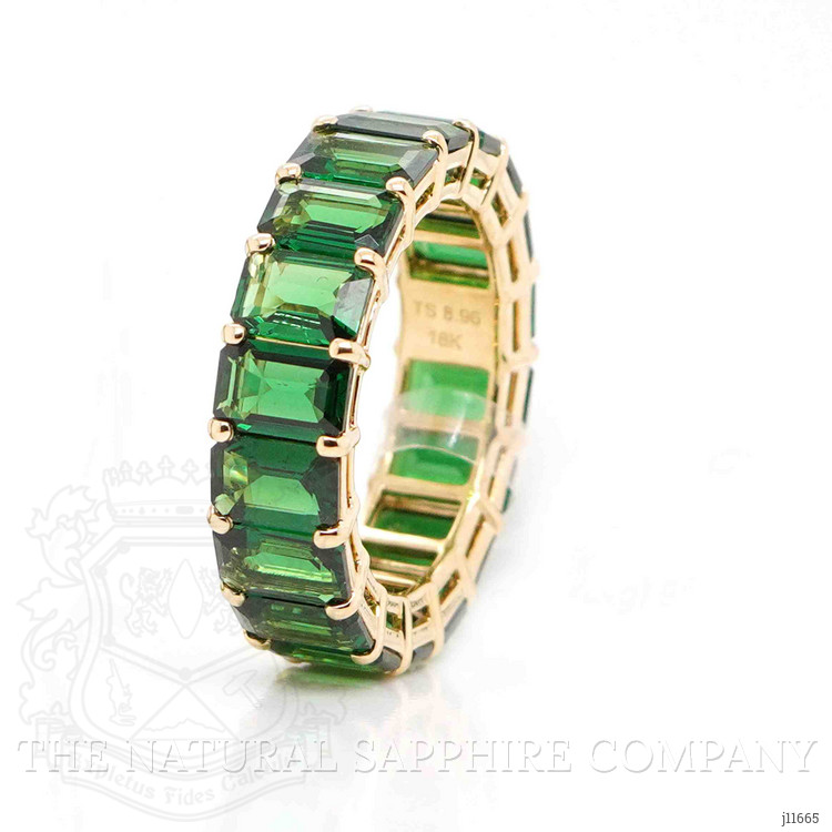 8.96 Ct. Tsavorite Garnet Accent Stones Ring, 18K Yellow Gold