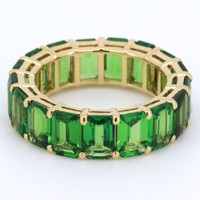 8.96 Ct. Tsavorite Garnet Accent Stones Ring, 18K Yellow Gold Image