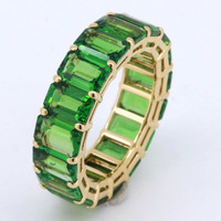 8.96 Ct. Tsavorite Garnet Accent Stones Ring, 18K Yellow Gold Image