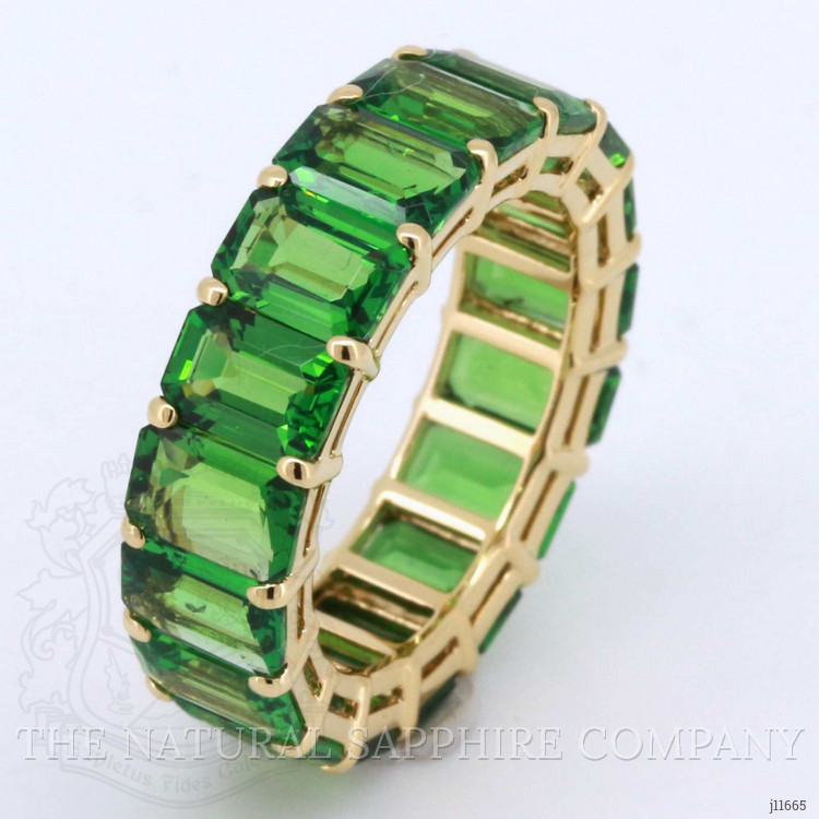 8.96 Ct. Tsavorite Garnet Accent Stones Ring, 18K Yellow Gold