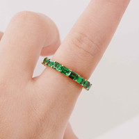 3.34 Ct. Tsavorite Garnet Accent Stones Ring, 18K Yellow Gold Image